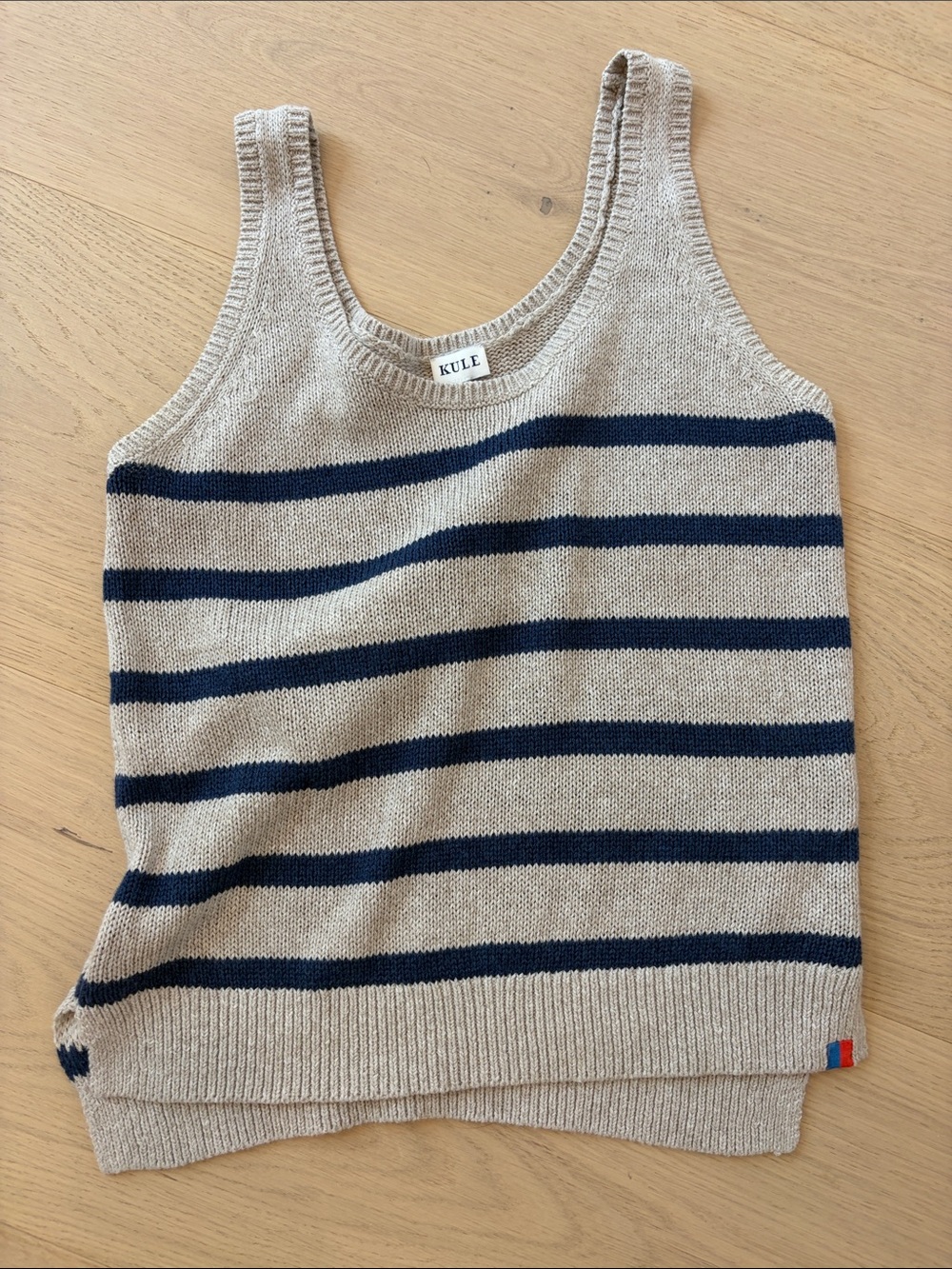 KULE Beige Tank Top with Navy Stripes for Kids